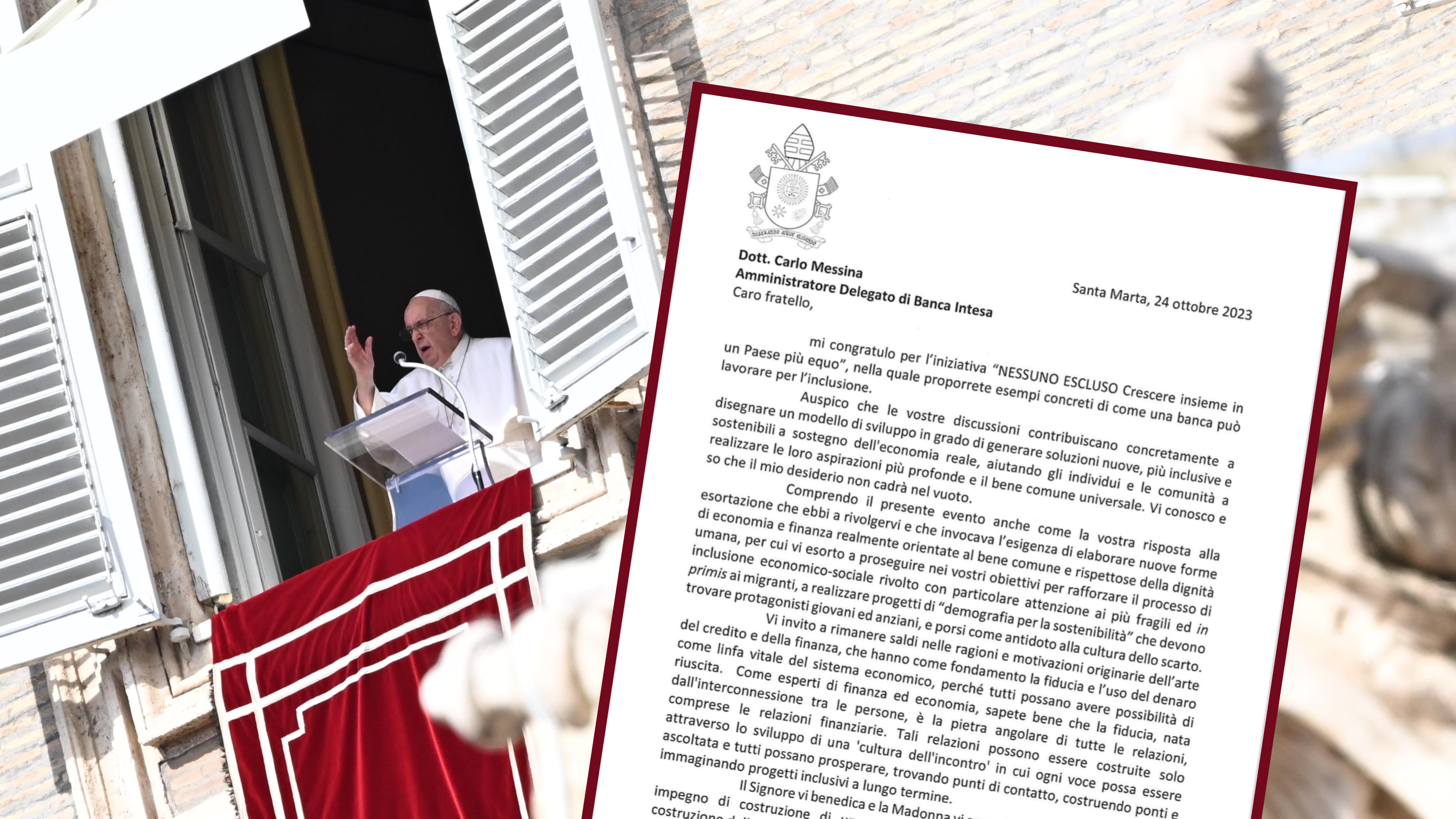 "Rafforzare l'inclusione economico-sociale", il Papa ringrazia Intesa Sanpaolo