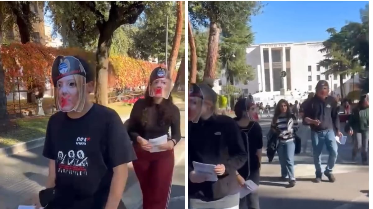 Fantocci e maschere di Meloni, Bernini e Gasparri a La Sapienza: "Autorità agiscano"