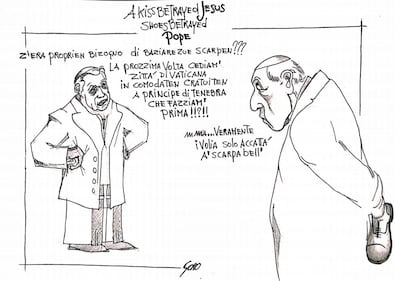 La vignetta del giorno: il Papa e il bacio ai piedi 1