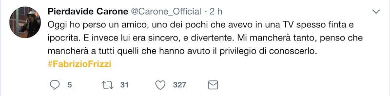 Fabrizio Frizzi, il cordoglio social dei vip 12