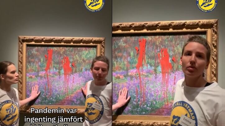 Vernice rossa su un Monet: l’ultima follia degli eco-vandali