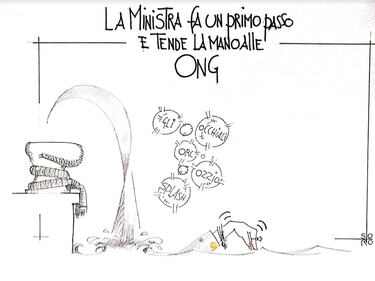 La vignetta del giorno: la Lamorgese tende la mano alle ong 1