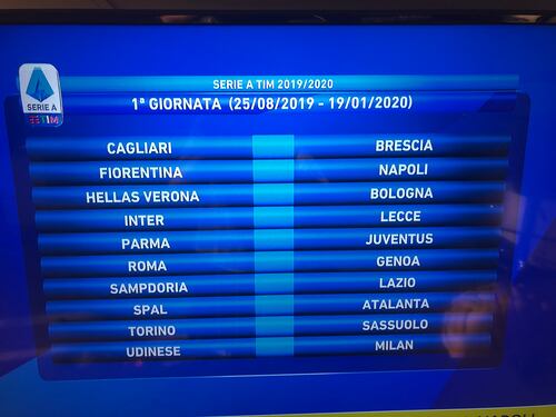 Serie A, prima giornata: la Juventus va a Parma, Inter-Lecce, Udinese-Milan