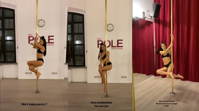 Giulia De Lellis ci prova con la pole dance: "Troppi lividi per il mio lavoro"