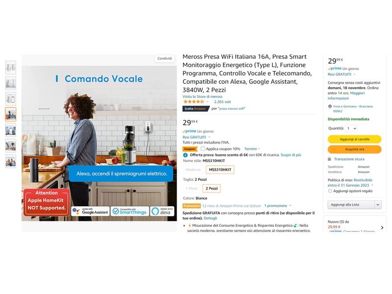 Aggiungere alla lista desideri Amazon