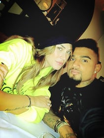 Melissa Satta e Kevin Prince Boateng insieme a cena prima dell'annuncio della gravidanza, dicembre 2013