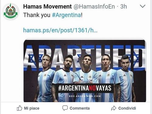 La nazionale argentina cede alle minacce (e Hamas ringrazia)