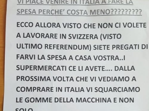 “Vi squarciamo le gomme”: gli italiani minacciano gli svizzeri