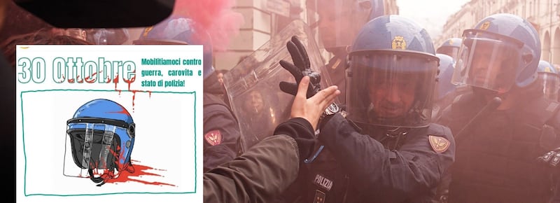 Sciopero generale, tensioni tra manifestanti e polizia a Torino. A Napoli bruciato uno striscione con Giorgia Meloni