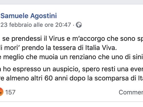 "Meglio muoia un renziano che uno di sinistra", bufera su esponente Pd