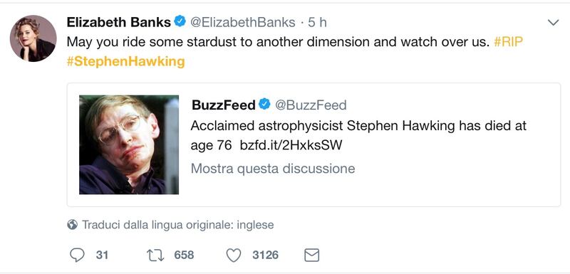 Stephen Hawking, le reazioni social sulla morte 9