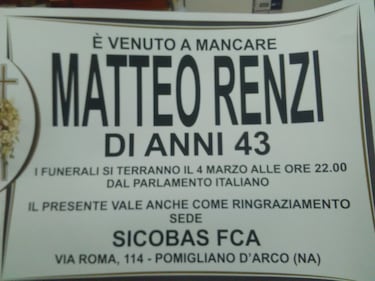 Renzi in una bara: i manifesti choc dei Cobas 3