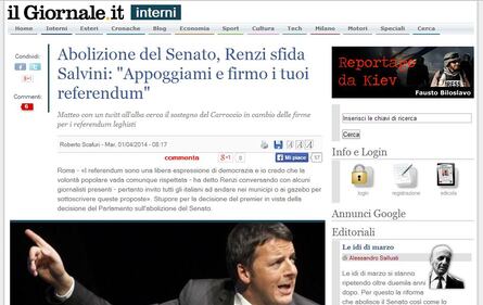 Renzi vota referendum Lega, ma è pesce d'aprile 2