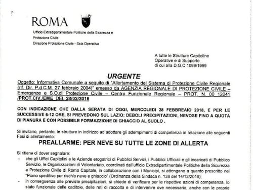 Allerta meteo a Roma: la circolare è piena di errori grammaticali