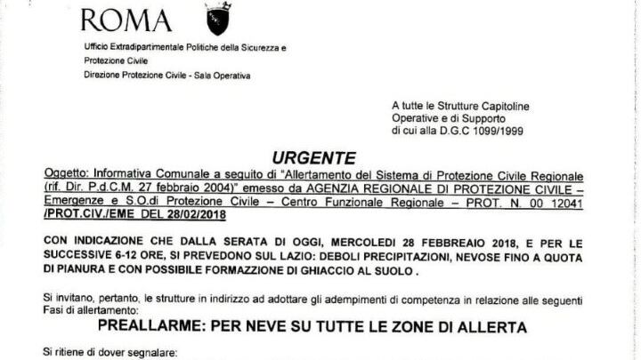Allerta meteo a Roma: la circolare è piena di errori grammaticali