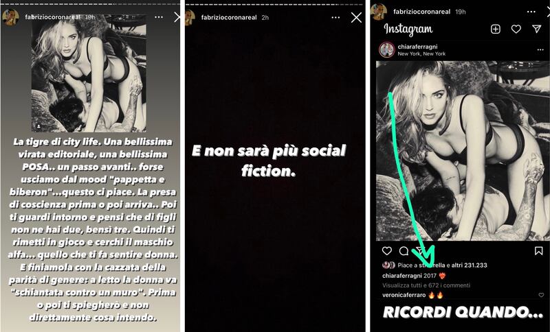 Fabrzio Corona su Instagram