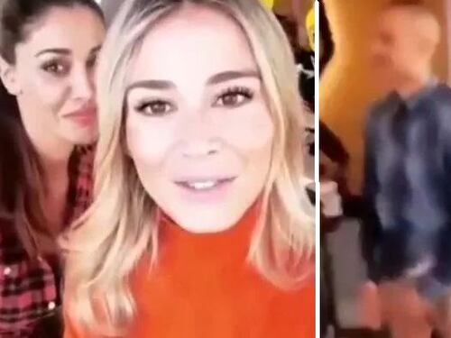 Belen e Diletta registrano un video. E alle loro spalle Daniele si cala le braghe e rimane in mutande