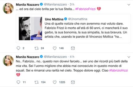 Fabrizio Frizzi, il cordoglio social dei vip 16