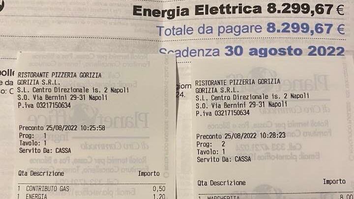 Sovrapprezzo per luce e gas nello scontrino: la provocazione del titolare di una pizzeria