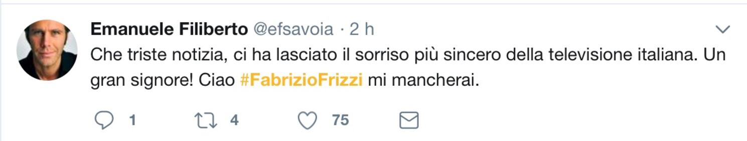 Fabrizio Frizzi, il cordoglio social dei vip 2