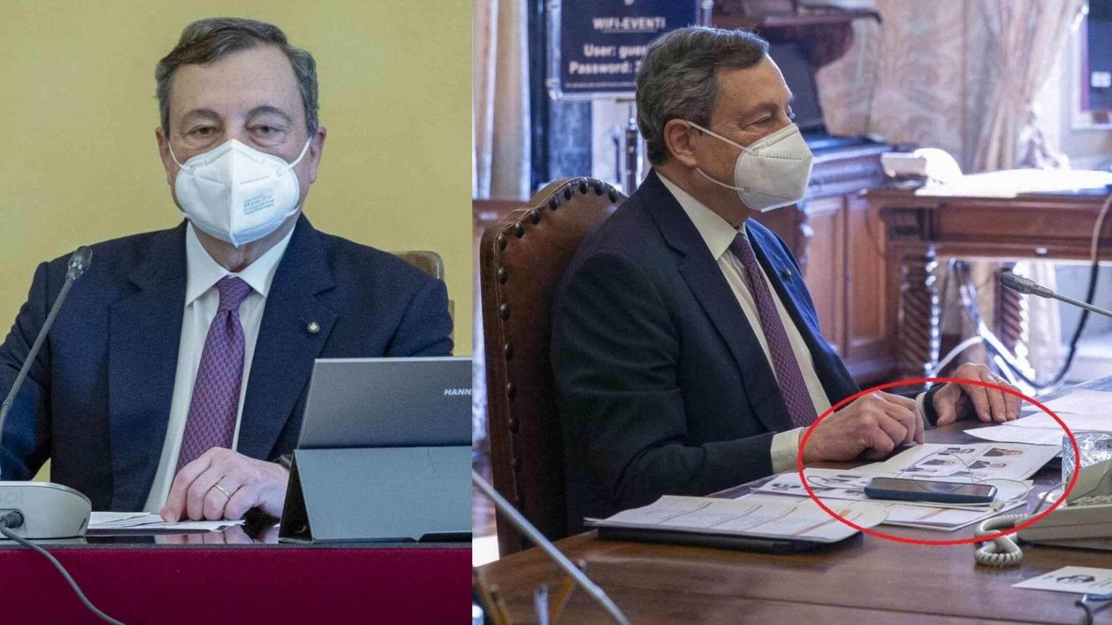Consultazioni, sulla scrivania di Draghi spicca il "facciario"