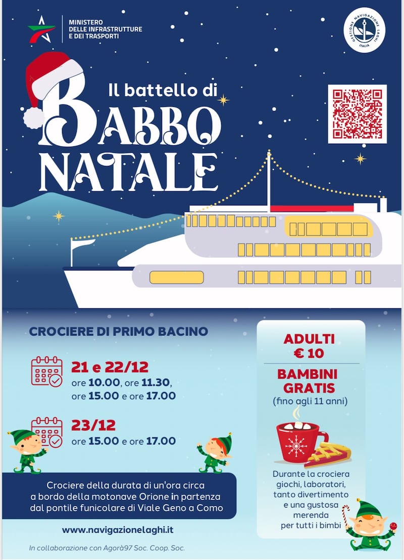Il programma della giornata del "Battello di Babbo Natale"
