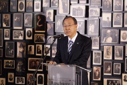 Ban Ki-moon in vista al campo di concentramento di Auschwitz-Birkenau 6