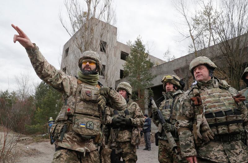 Addestramento truppe ucraine nel febbraio del 2022