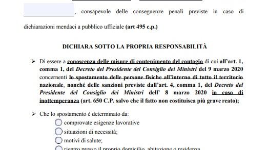 La nuova autocertificazione (senza indicare i congiunti)