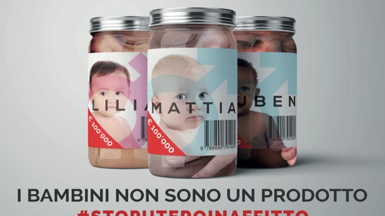 Nuova campagna choc contro l'utero in affitto: i bambini nei barattoli