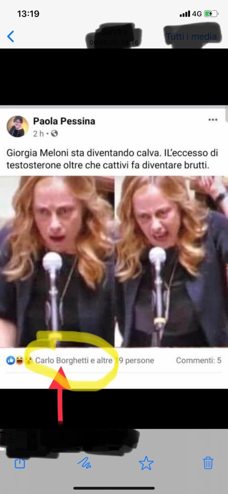 meloni insultata