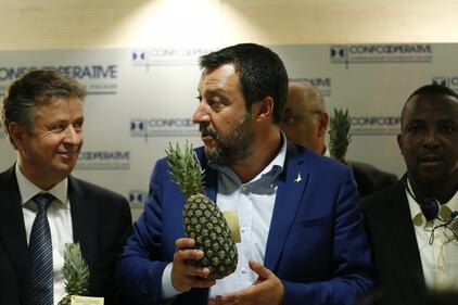 Salvini e l'ananas al seminario di Confcooperative 2
