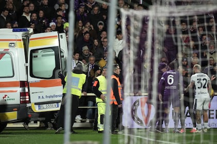 Paura in campo a Firenze, Bove si accascia a terra 9