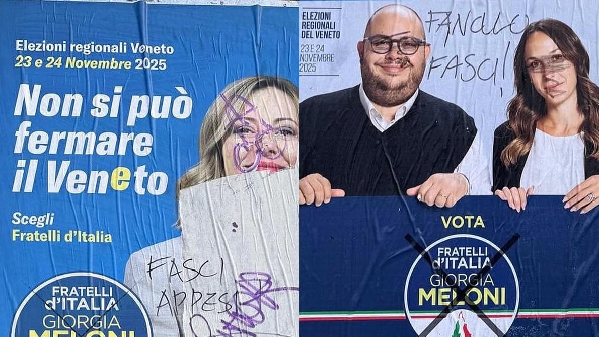 "Fan**lo Fasci", manifesti elettorali di Fratelli d'Italia vandalizzati in Veneto