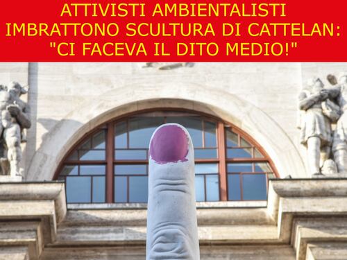 La satira del giorno. Attivisti imbrattano scultura