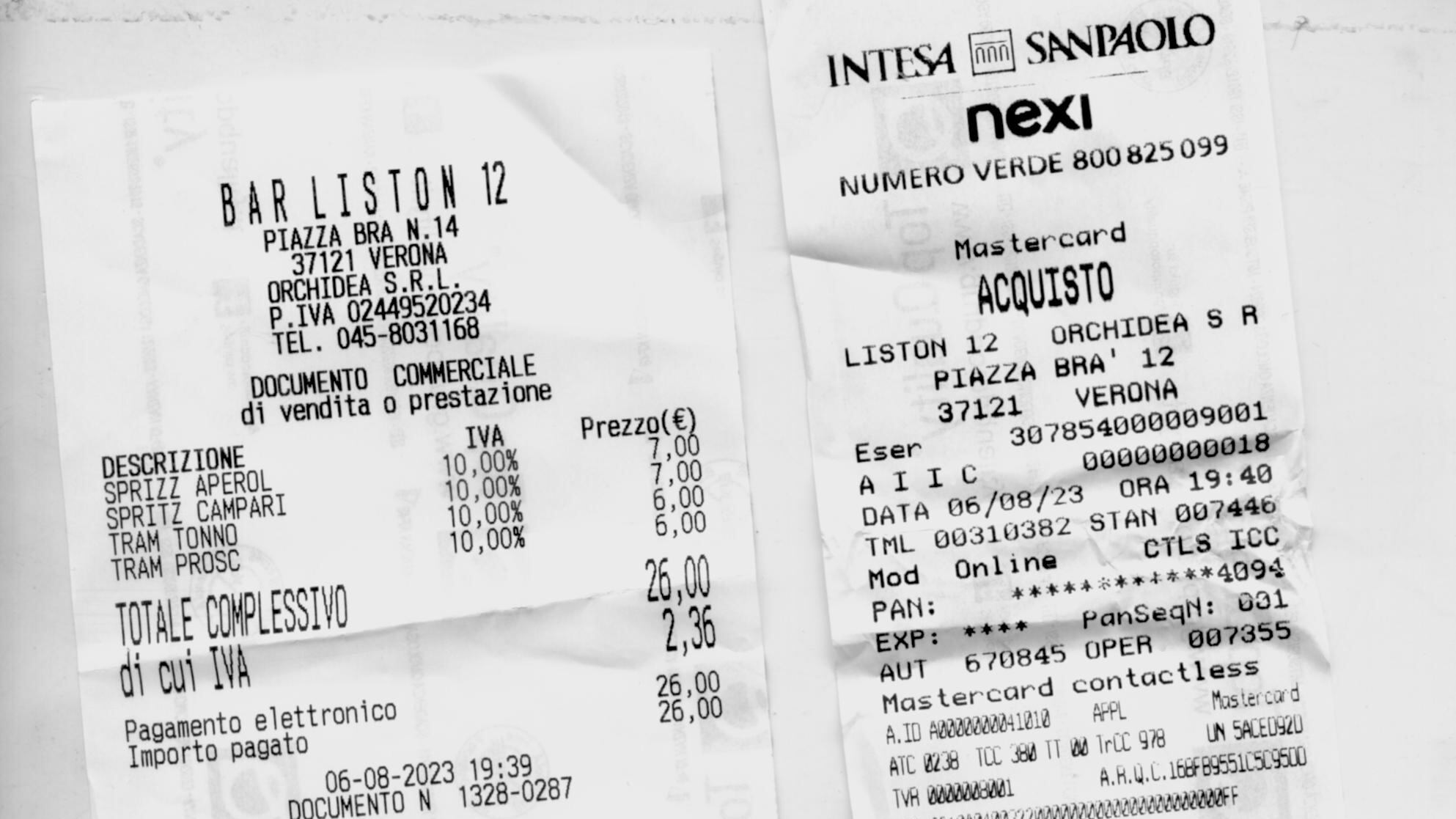 26 euro per due spritz e due tramezzini, bufera su un bar di Verona