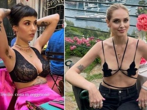 "Cafone...". Chiara Ferragni e Giorgia Soleri a cena in reggiseno