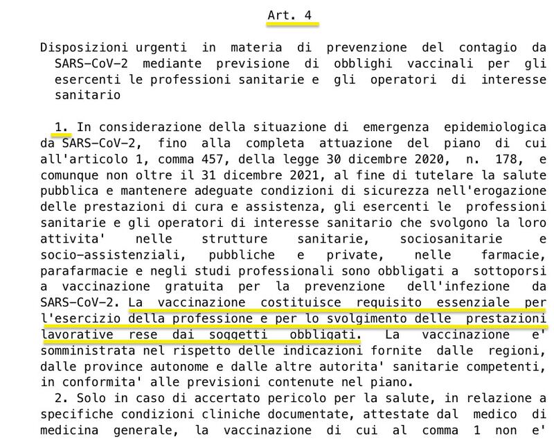art. 4 decreto Covid