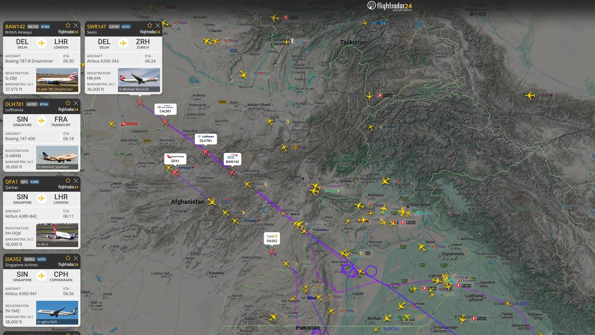 Voli costretti a sorvolare l'Afghanistan