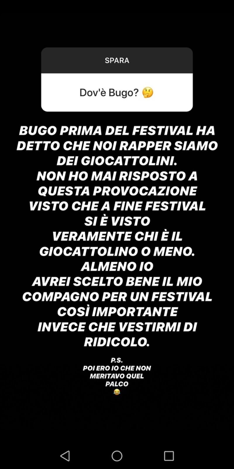 Junior Cally dichiarazione social