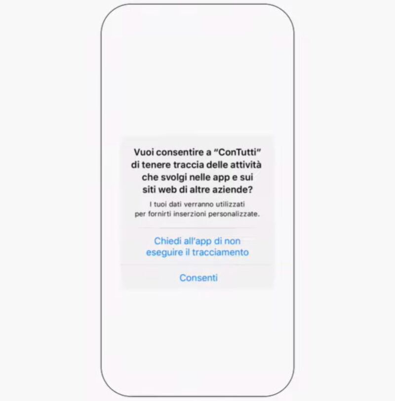Trasparenza del tracciamento nelle app