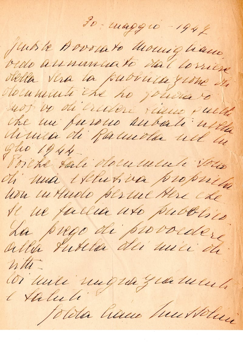 Lettera di Edda Ciano