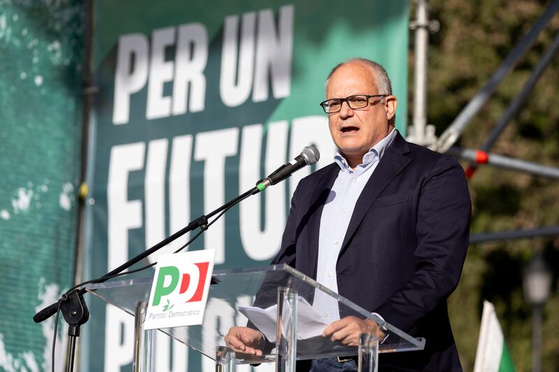 Manifestazione Pd a Roma - Gualtieri