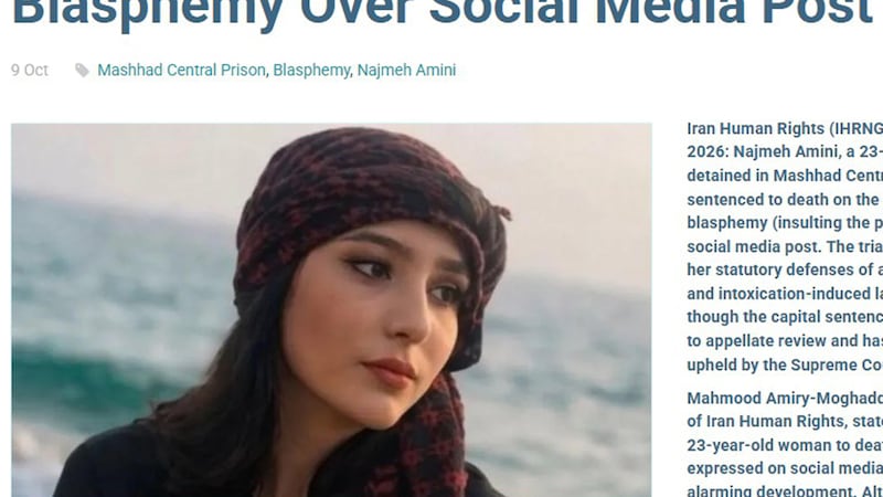 Najmeh Amini condannata a morte a 23 anni per un post blasfemo: “Siate la mia voce”