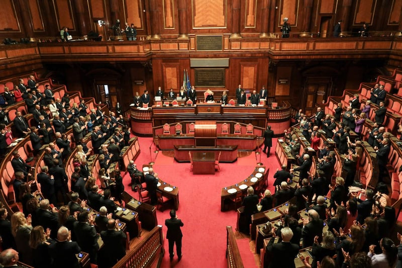 La senatrice a vita Liliana Segre pronuncia il suo discorso al Senato 2