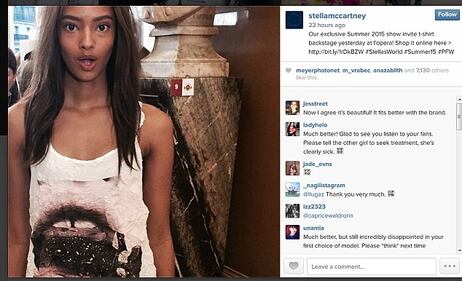 Bufera su Stella McCartney che posta su Instagram la foto di una modella anoressica 2