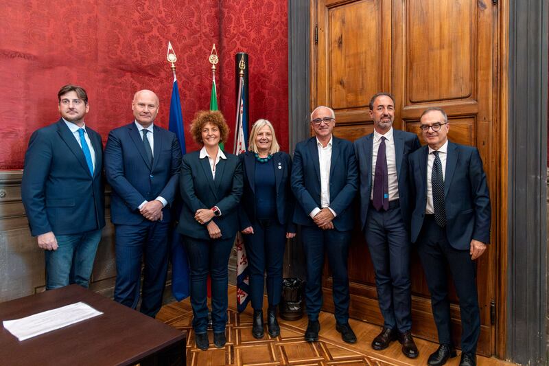 Da sinistra Roberto Ciappi, Federico Vecchioni, Sara Roversi, Alessandra Petrucci, Nicola Armentano, Stefano Pisani, Marco Degli Innocenti