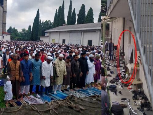 "Allah Akbar". E gli islamici in preghiera al santuario coprono una statua di Gesù con un telo