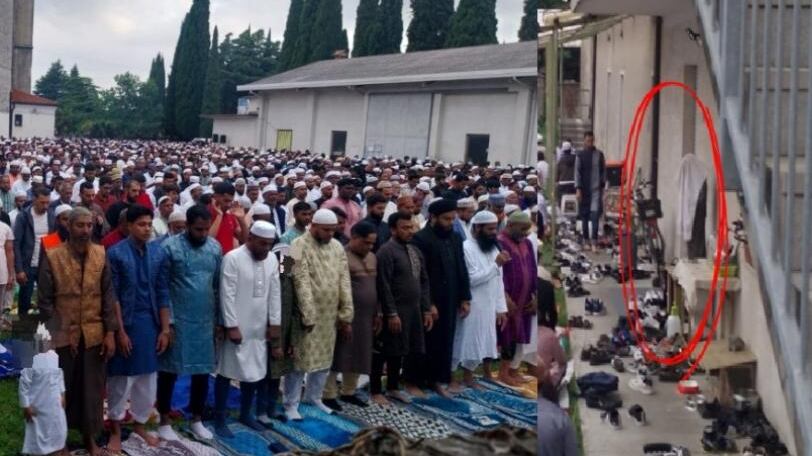 "Allah Akbar". E gli islamici in preghiera al santuario coprono una statua di Gesù con un telo