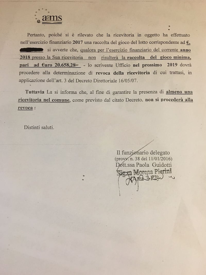 Così i Monopoli di Stato gelano i terremotati con una lettera 2